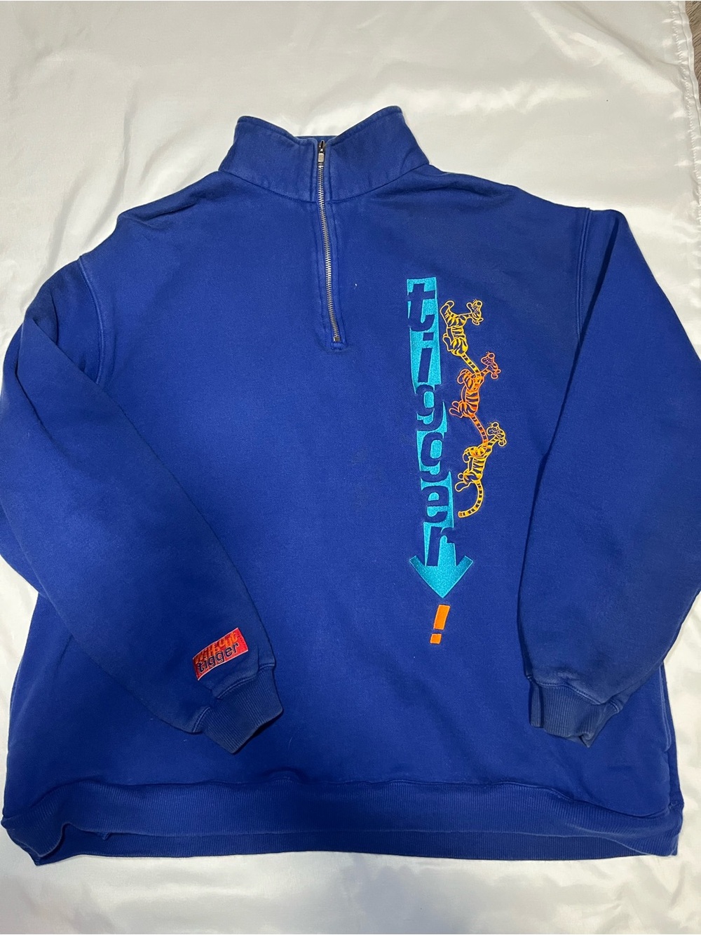Vintage Disney Store Tigger Wipeout 1/4 Zip Pullover Sweater XL Y2K